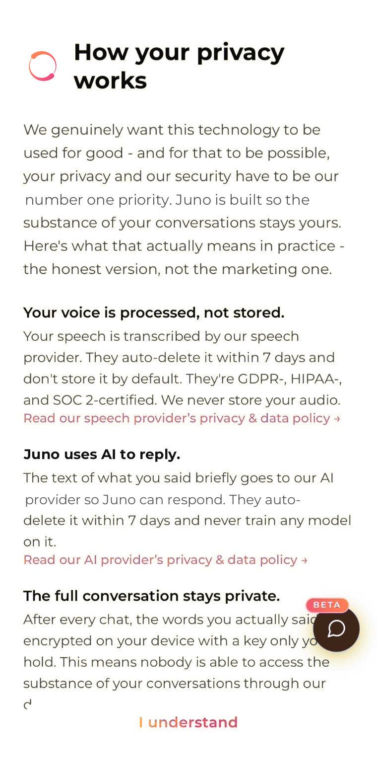 The in-app privacy screen, in plain words